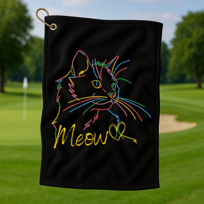 Meow Colorful Pet Cat Cute Golf Towel