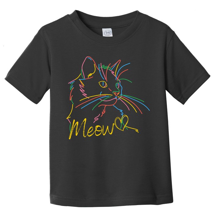 Meow Colorful Pet Cat Cute Toddler T-Shirt