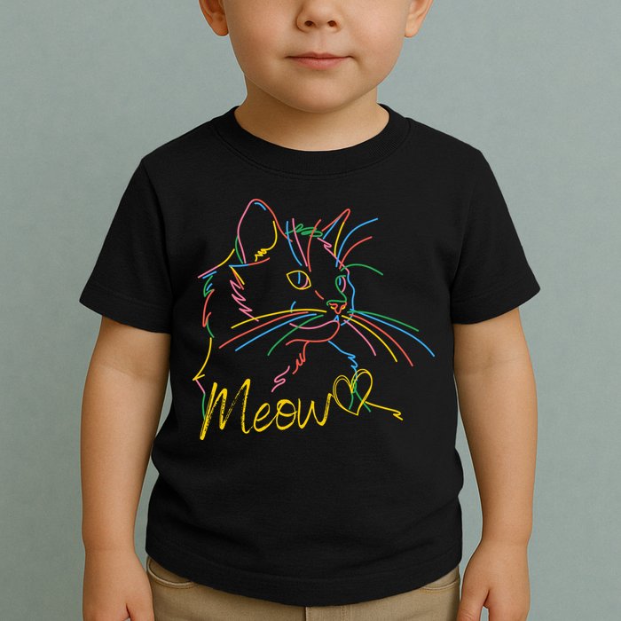 Meow Colorful Pet Cat Cute Toddler T-Shirt