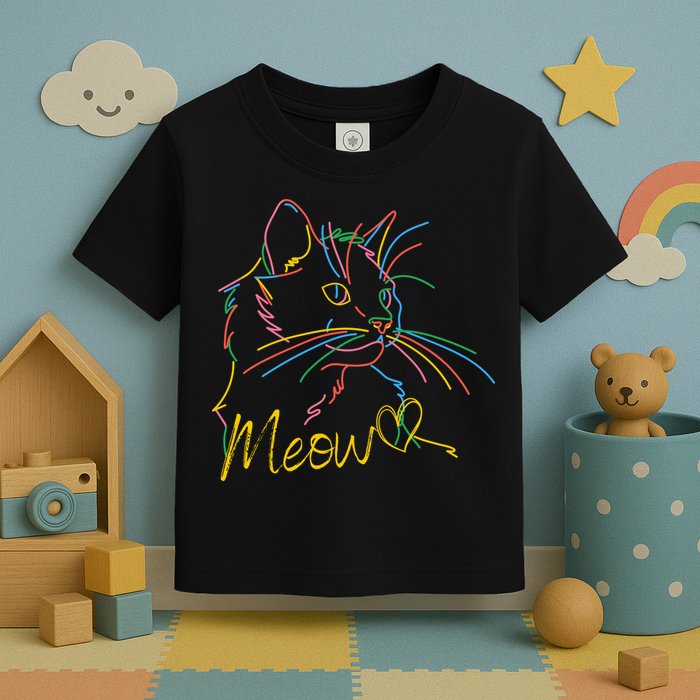 Meow Colorful Pet Cat Cute Toddler T-Shirt