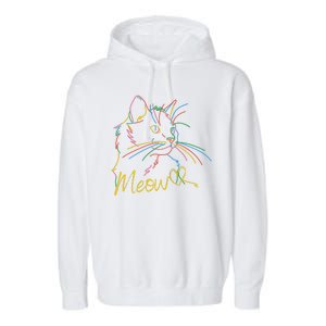 Meow Colorful Pet Cat Cute Garment-Dyed Fleece Hoodie