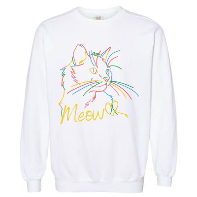 Meow Colorful Pet Cat Cute Garment-Dyed Sweatshirt
