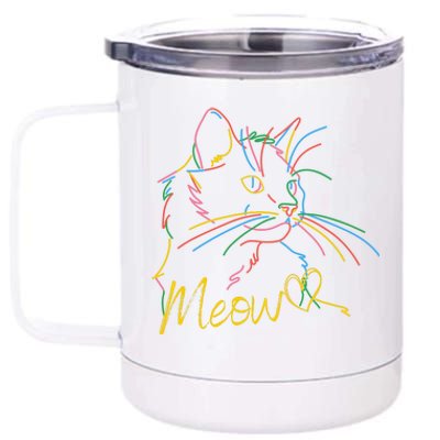 Meow Colorful Pet Cat Cute 12 oz Stainless Steel Tumbler Cup