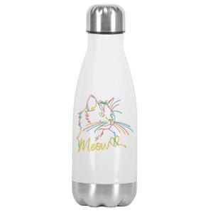 Meow Colorful Pet Cat Cute Stainless Steel Insulated Water Bottle