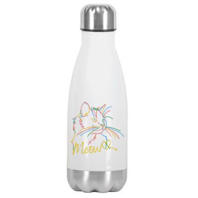 Meow Colorful Pet Cat Cute Stainless Steel Insulated Water Bottle