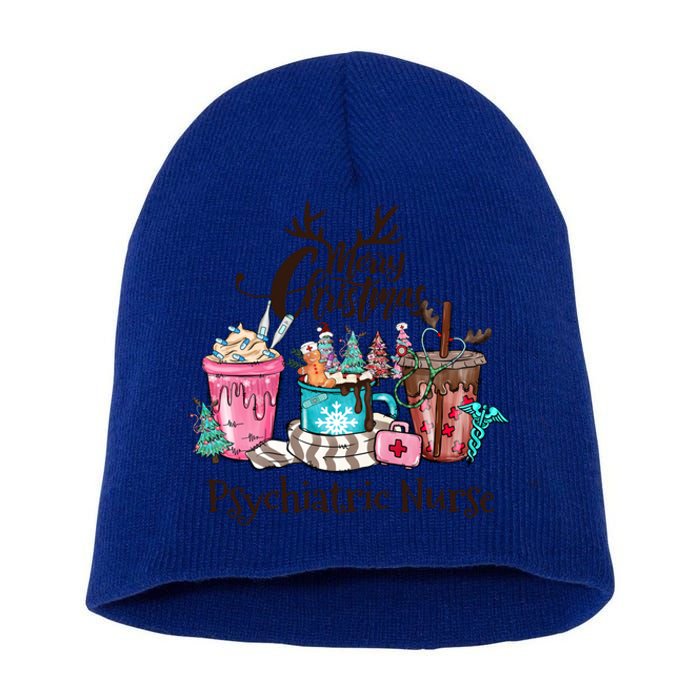 Merry Christmas Psychiatric Nurse Coffee Hot Cocoa Christmas Gift Short Acrylic Beanie