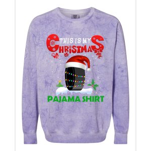 My Christmas Pajama Cute Xmas Lights Santa Hockey Player Gift Colorblast Crewneck Sweatshirt