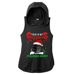 My Christmas Pajama Cute Xmas Lights Santa Hockey Player Gift Ladies PosiCharge Tri-Blend Wicking Draft Hoodie Tank