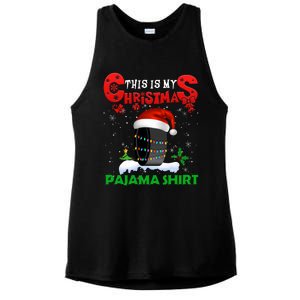 My Christmas Pajama Cute Xmas Lights Santa Hockey Player Gift Ladies PosiCharge Tri-Blend Wicking Tank