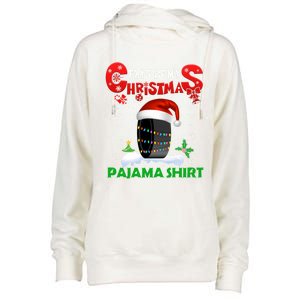 My Christmas Pajama Cute Xmas Lights Santa Hockey Player Gift Womens Funnel Neck Pullover Hood