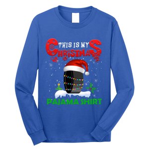 My Christmas Pajama Cute Xmas Lights Santa Hockey Player Gift Long Sleeve Shirt