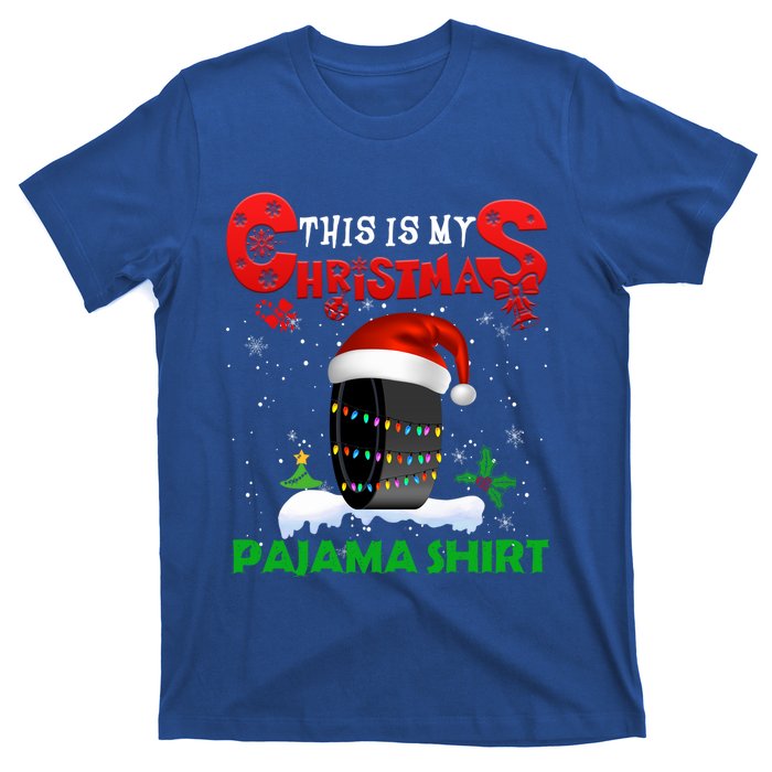 My Christmas Pajama Cute Xmas Lights Santa Hockey Player Gift T-Shirt