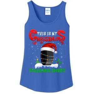 My Christmas Pajama Cute Xmas Lights Santa Hockey Player Gift Ladies Essential Tank