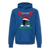 My Christmas Pajama Cute Xmas Lights Santa Hockey Player Gift Premium Hoodie