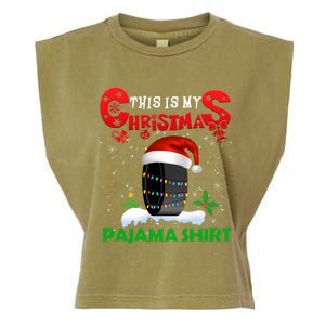 My Christmas Pajama Cute Xmas Lights Santa Hockey Player Gift Garment-Dyed Women's Muscle Tee