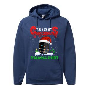 My Christmas Pajama Cute Xmas Lights Santa Hockey Player Gift Performance Fleece Hoodie