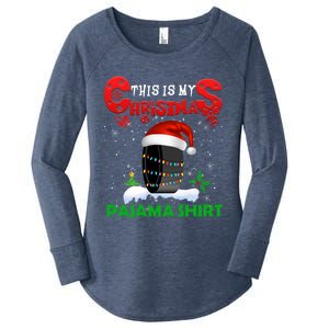 My Christmas Pajama Cute Xmas Lights Santa Hockey Player Gift Women's Perfect Tri Tunic Long Sleeve Shirt