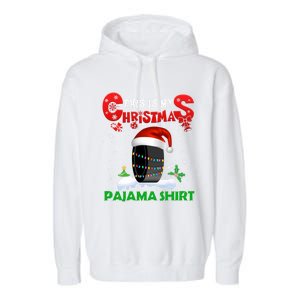 My Christmas Pajama Cute Xmas Lights Santa Hockey Player Gift Garment-Dyed Fleece Hoodie