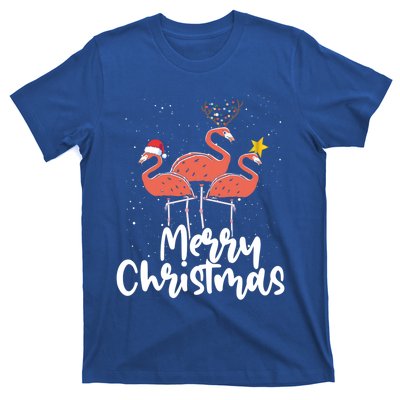 Merry Christmas Pink Flamingo Lover Xmas Wading Bird Cool Gift T-Shirt