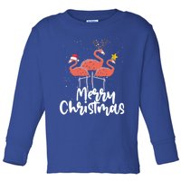 Merry Christmas Pink Flamingo Lover Xmas Wading Bird Cool Gift Toddler Long Sleeve Shirt