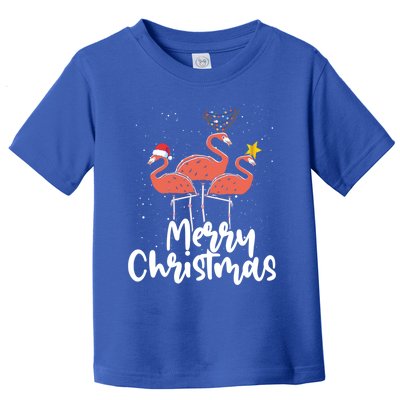 Merry Christmas Pink Flamingo Lover Xmas Wading Bird Cool Gift Toddler T-Shirt