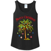 Merry Christmas Palm Tree Light Hawaiian Tropical Christmas Ladies Essential Tank