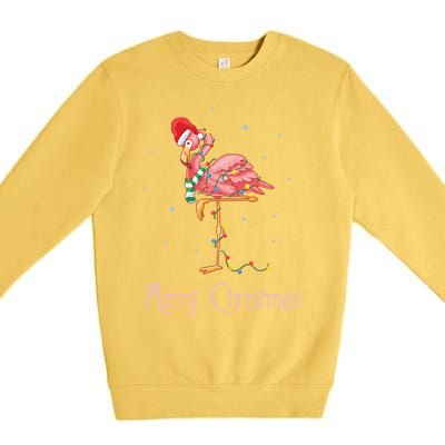 Merry Christmas Pink Flamingo Cute Xmas Costume Gift Premium Crewneck Sweatshirt