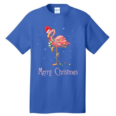 Merry Christmas Pink Flamingo Cute Xmas Costume Gift Tall T-Shirt