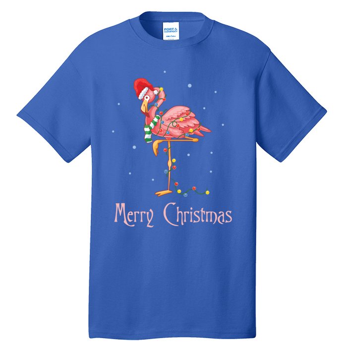 Merry Christmas Pink Flamingo Cute Xmas Costume Gift Tall T-Shirt