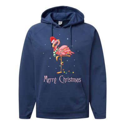 Merry Christmas Pink Flamingo Cute Xmas Costume Gift Performance Fleece Hoodie