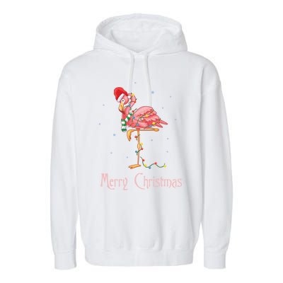 Merry Christmas Pink Flamingo Cute Xmas Costume Gift Garment-Dyed Fleece Hoodie