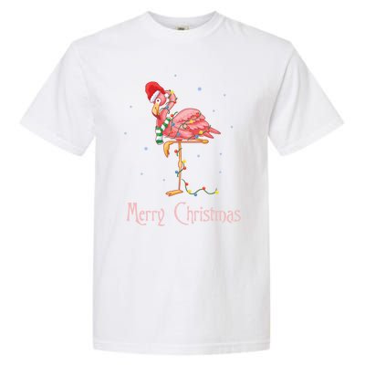 Merry Christmas Pink Flamingo Cute Xmas Costume Gift Garment-Dyed Heavyweight T-Shirt