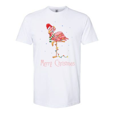 Merry Christmas Pink Flamingo Cute Xmas Costume Gift Softstyle CVC T-Shirt