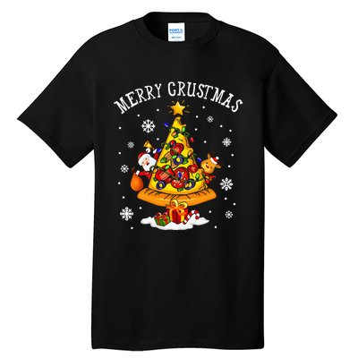 Merry Crustmas Pizza Christmas Tree Xmas Gifts Tall T-Shirt