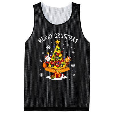 Merry Crustmas Pizza Christmas Tree Xmas Gifts Mesh Reversible Basketball Jersey Tank