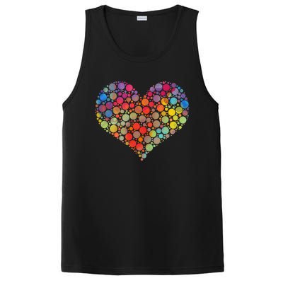 Multicolor Colourful Polka Dot Heart International Dot Day Cute Gift PosiCharge Competitor Tank