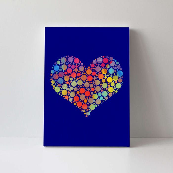 Multicolor Colourful Polka Dot Heart International Dot Day Cute Gift Canvas