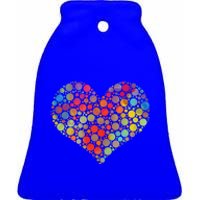 Multicolor Colourful Polka Dot Heart International Dot Day Cute Gift Ceramic Bell Ornament