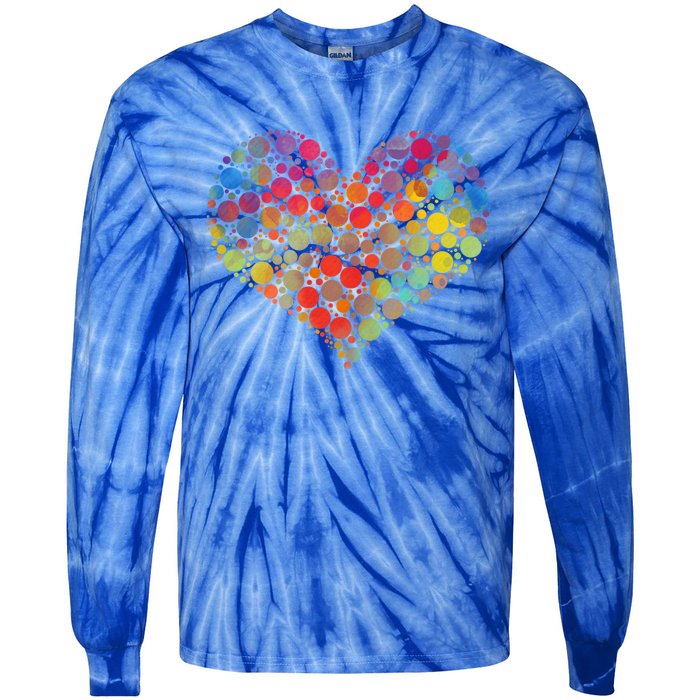 Multicolor Colourful Polka Dot Heart International Dot Day Cute Gift Tie-Dye Long Sleeve Shirt