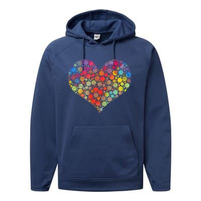 Multicolor Colourful Polka Dot Heart International Dot Day Cute Gift Performance Fleece Hoodie