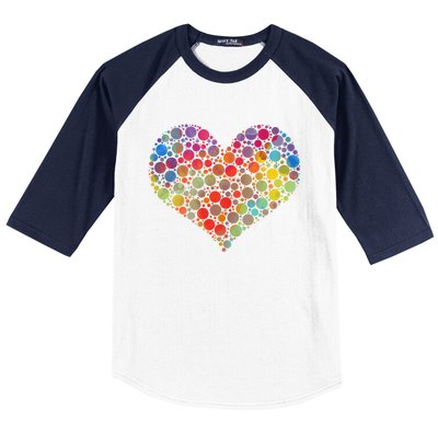 Multicolor Colourful Polka Dot Heart International Dot Day Cute Gift Baseball Sleeve Shirt