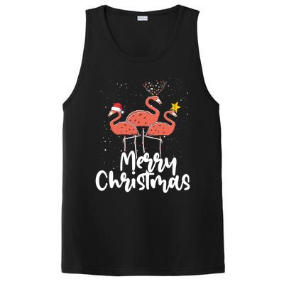 Merry Christmas Pink Flamingo Lover Xmas Wading Bird Gift PosiCharge Competitor Tank