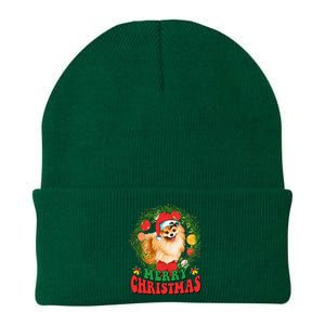 Merry Christmas Pomeranian Santa Dog Lover Xmas  Knit Cap Winter Beanie