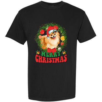 Merry Christmas Pomeranian Santa Dog Lover Xmas  Garment-Dyed Heavyweight T-Shirt