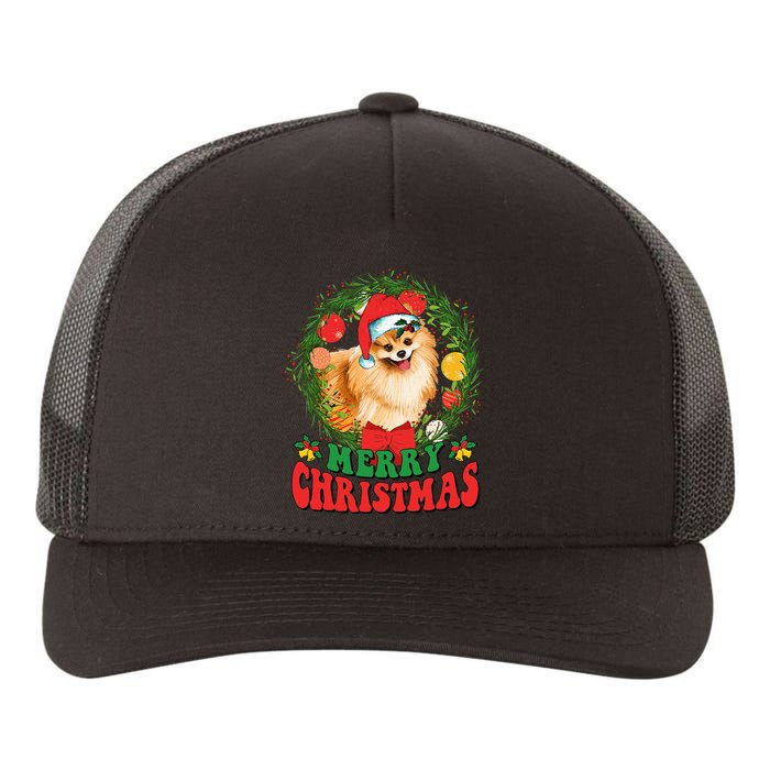 Merry Christmas Pomeranian Santa Dog Lover Xmas  Yupoong Adult 5-Panel Trucker Hat