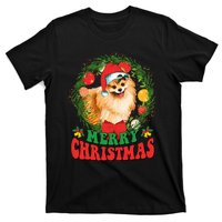 Merry Christmas Pomeranian Santa Dog Lover Xmas  T-Shirt