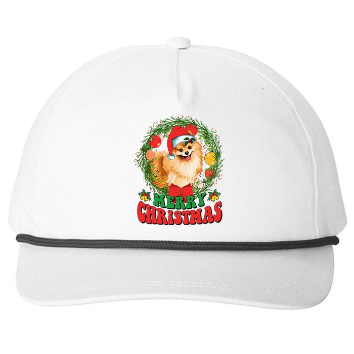 Merry Christmas Pomeranian Santa Dog Lover Xmas  Snapback Five-Panel Rope Hat