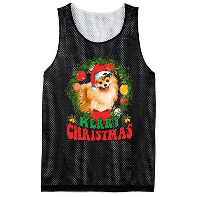 Merry Christmas Pomeranian Santa Dog Lover Xmas  Mesh Reversible Basketball Jersey Tank