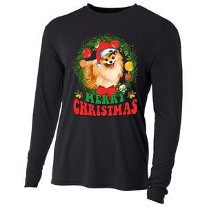 Merry Christmas Pomeranian Santa Dog Lover Xmas  Cooling Performance Long Sleeve Crew