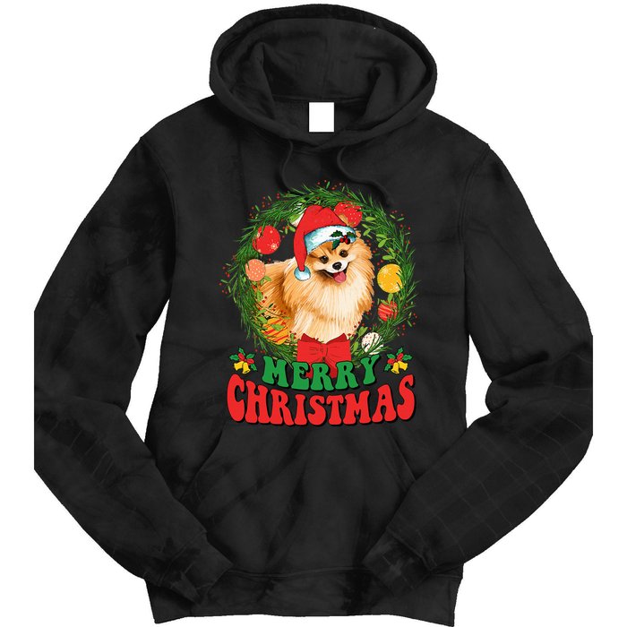 Merry Christmas Pomeranian Santa Dog Lover Xmas  Tie Dye Hoodie